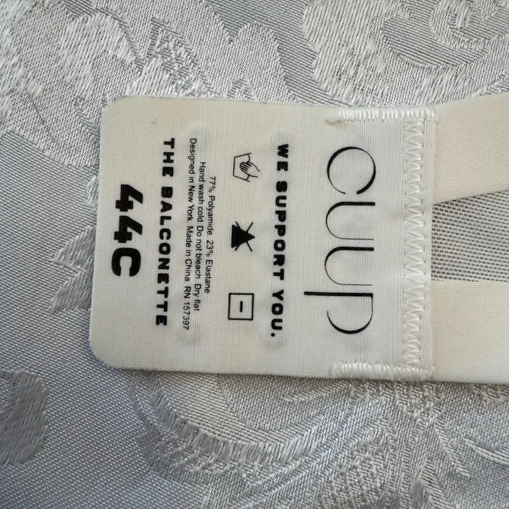 CUUP Bra 44C The Balconette Underwire Unlined Sheer Sexy‎ White Sexy